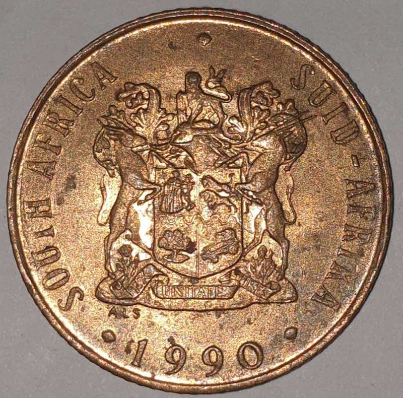 1990 - 2 CENT COIN (TWO CENT COIN) - RSA - BRONZE - KM#83 - BILINGUAL LEGEND - WILDEBEEST
